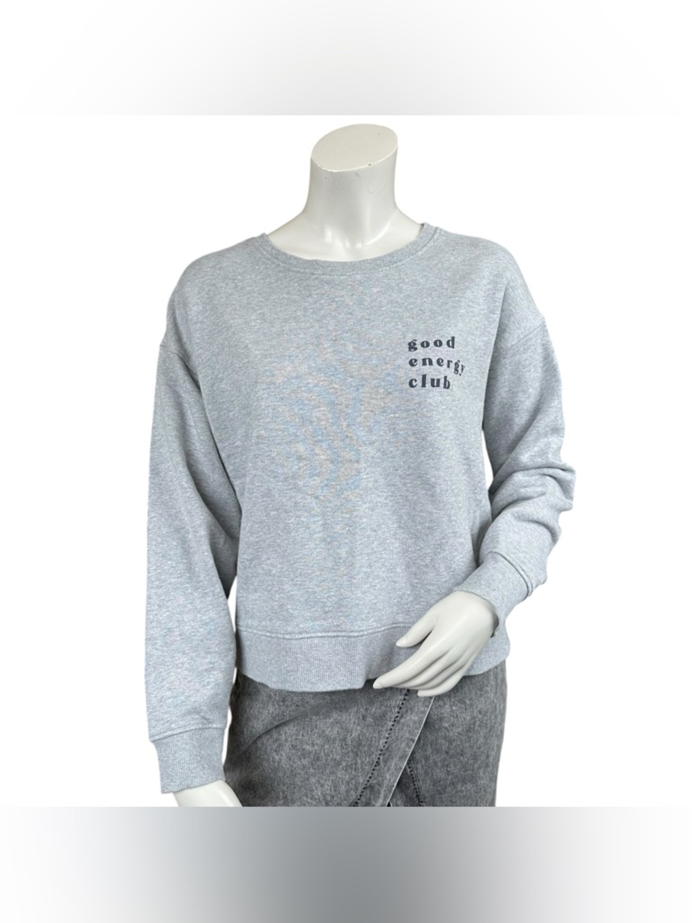 PACT Organic Cotton Gray “Good Energy Club” Crewneck Sweatshirt Size Medium